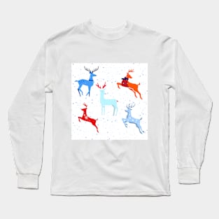 Christmas Snowflake Deers Long Sleeve T-Shirt